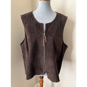 Innovation Sport Women's Size 20W Brown Leather Full Zip Western Boho Vest